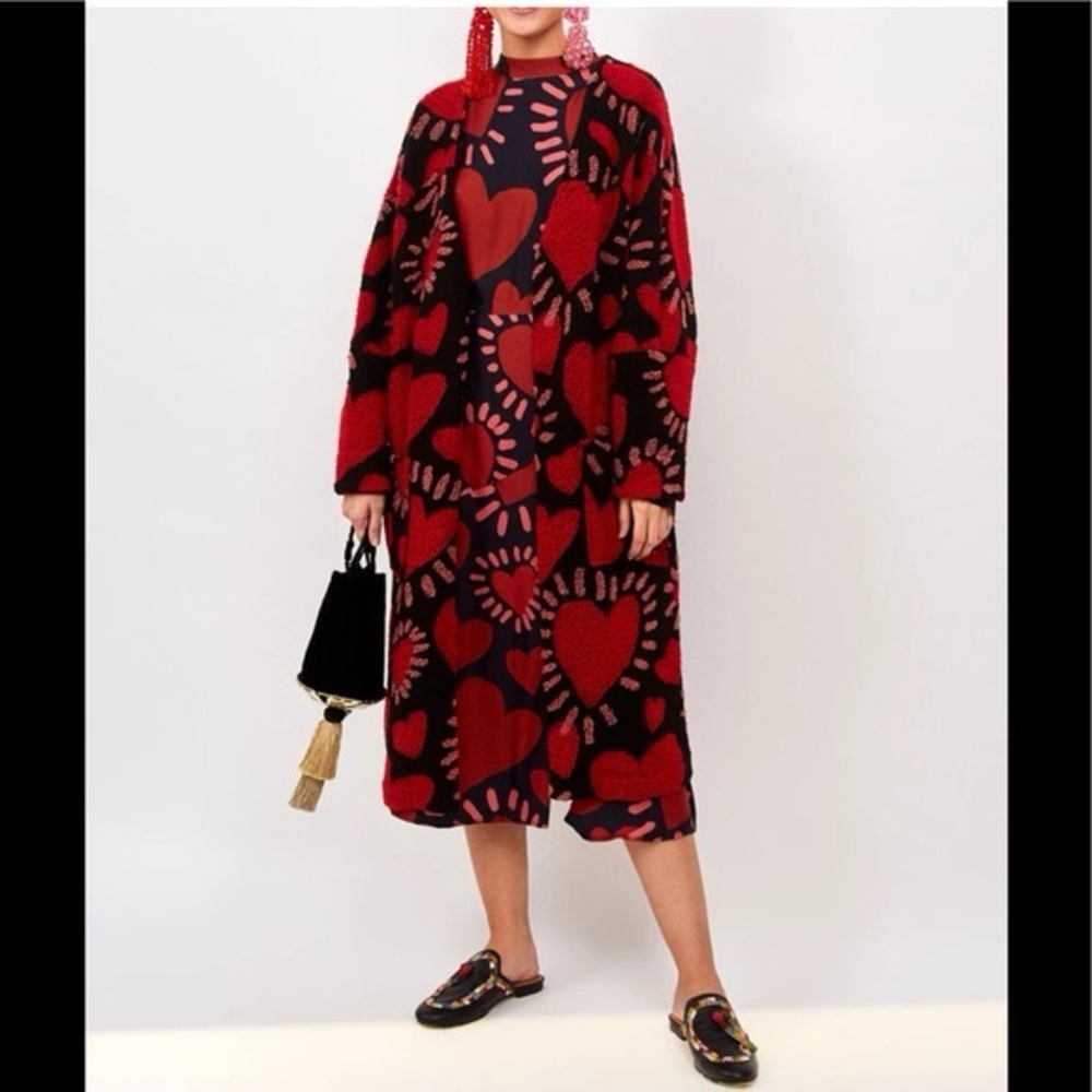 FARM Rio Hearts Midi Cardigan Coat Sz XS NWT $220 Valentine’s Day